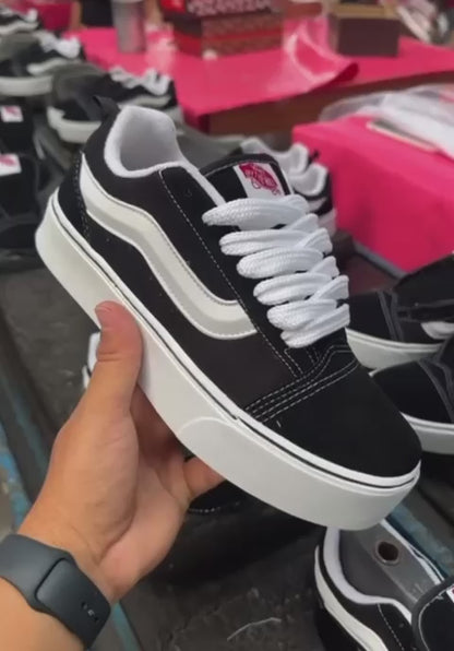 Vans Knu PLATAFORMA - Crema y Negras